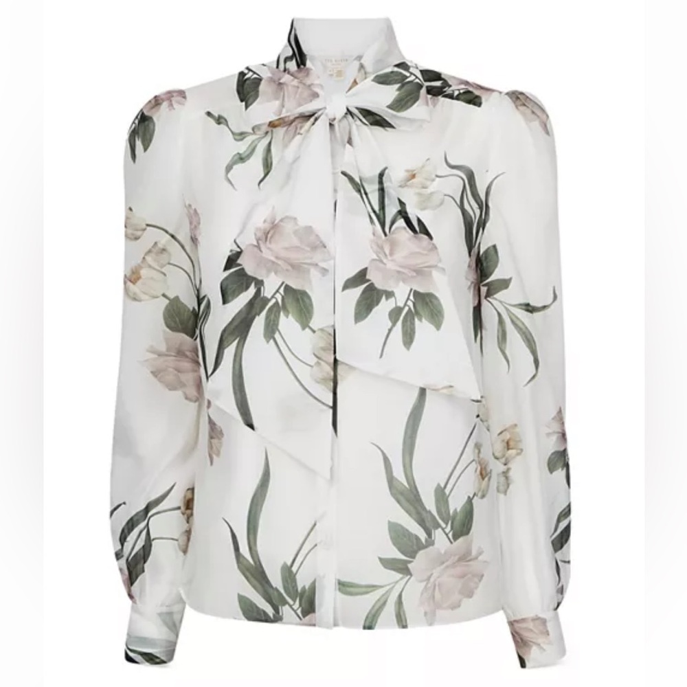 Ted Baker Elderflower Organza Bow Neck Blouse